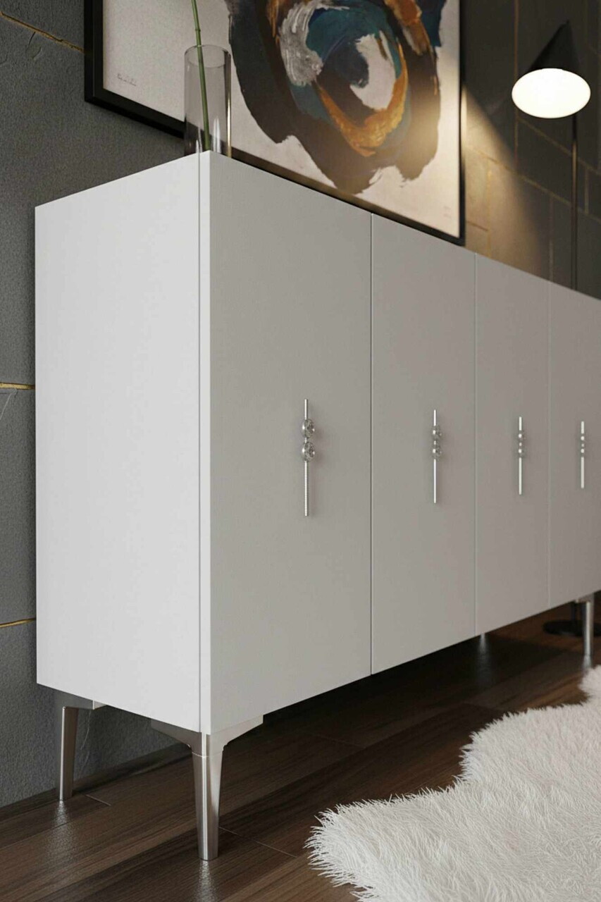 Consola, Hanah Home, Ayshe 120, 120x75x32 cm, Alb / Argintiu — imaginea 3
