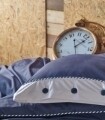 Lenjerie de pat dubla, 4 piese, 100% bumbac ranforce, Cotton Box, Plain Line Dark Blue
