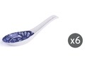 Set 6 suporturi pentru lingura, Oriented Blue Flower, Excelsa, 13.2 cm, portelan