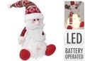 Decoratiune luminoasa Santa, 17x27 cm, poliester, alb/rosu