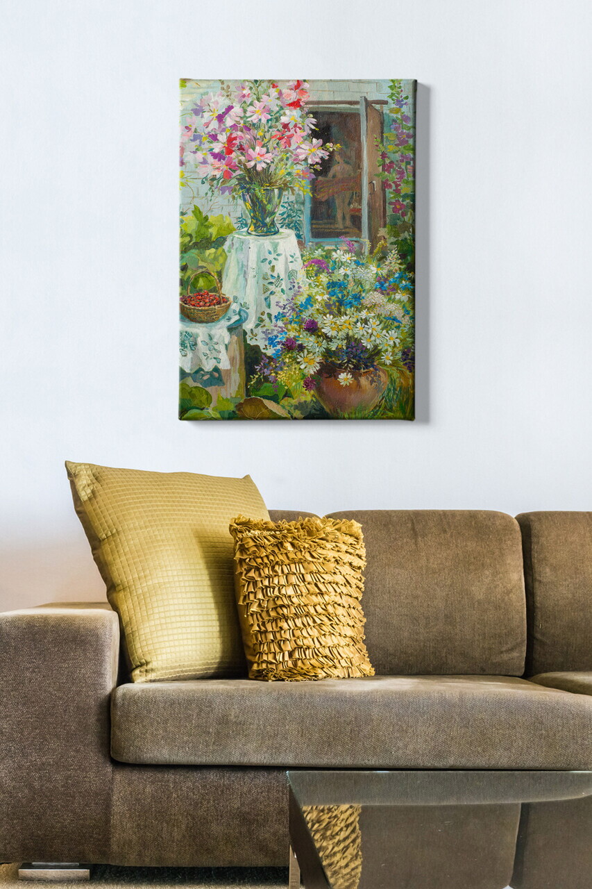 Tablou decorativ Kanvas Tablo (50 x 70) PÂNZĂ Lemn (Grosime: 3 cm Multicolor