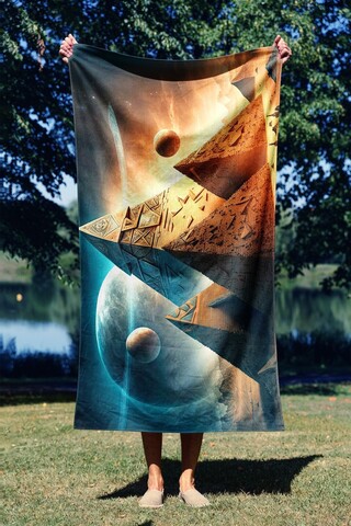 Prosop de plaja, Astacura, Think Like An Egyptian 70, 70x130 cm, 70% poliester/30% poliamida, Multicolor