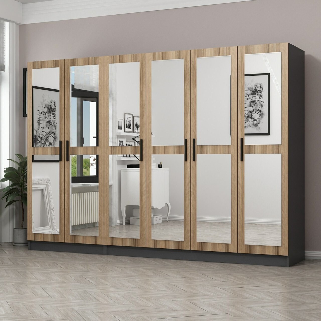Dulap pentru haine, Minerva, Kale, 225x210x52 cm, PAL, Iată-l - 1 | YEO