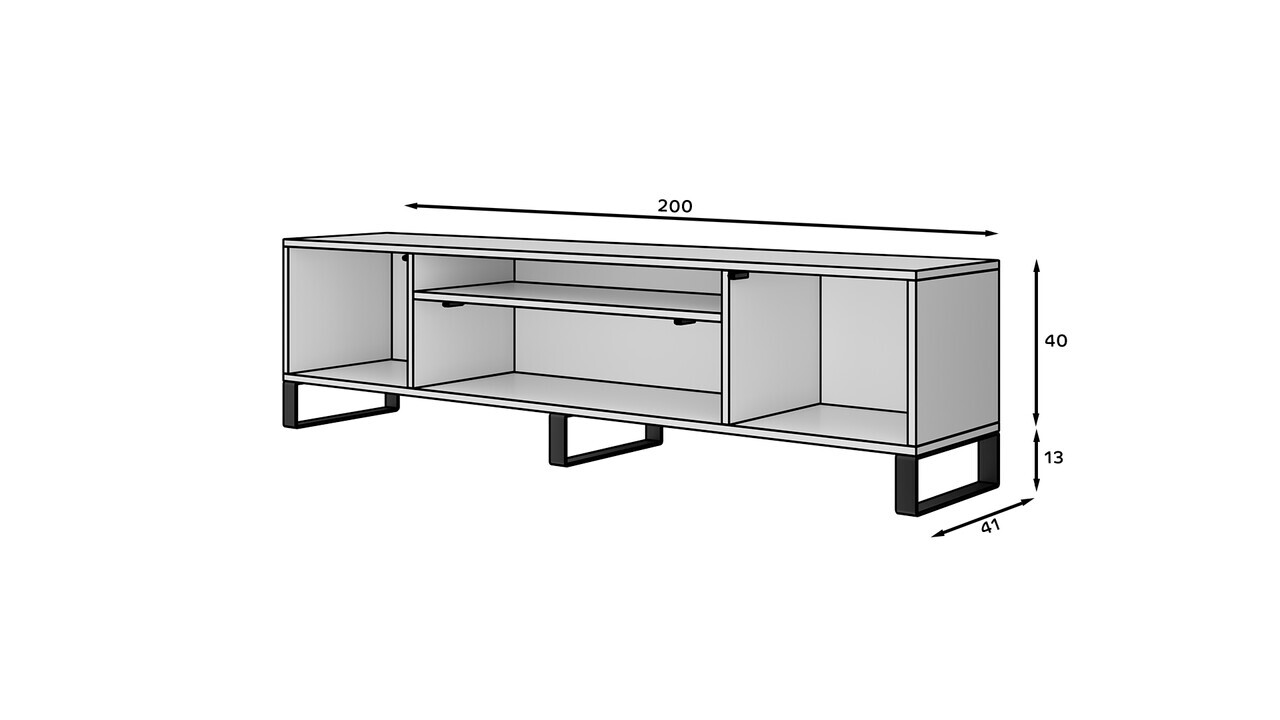 Comoda TV ADRK, Femur, 200x41x53 cm, PAL laminat, negru — imaginea 8