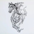 Decoratiune de perete, Metal Horse Line Art, Otel, 99 x 62 cm, Negru
