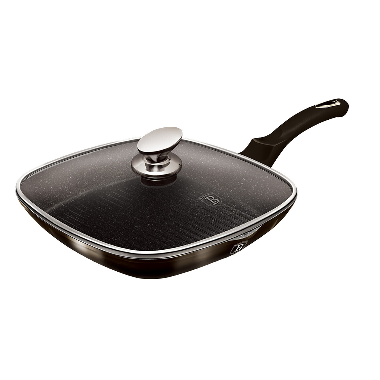 Tigaie grill cu capac Berlinger Haus, Shiny Black, 28 cm, 2.1 L, aluminiu forjat, negru - imagine 7