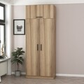 Dulap pentru haine, Minerva, Kale Oak, 90x235x52 cm, PAL, Stejar