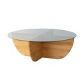Masuta de cafea, Neostill, Lily Wood, 90x30x90 cm, Blat: 100% STICLA CALITA, Stejar