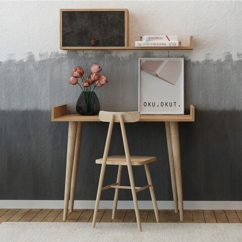 Birou, Mod Design, Brush, Stejar / Gri închis Birou