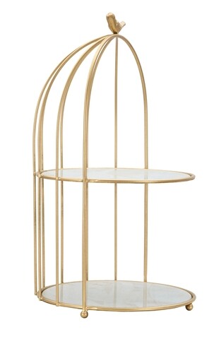 Platou decorativ Cage, Mauro Ferretti, Ø 23×40.5 cm, fier, auriu