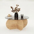 Masuta de cafea, Neostill, Bubble, 75x35x75 cm, Sticla temperata , Stejar / Fume