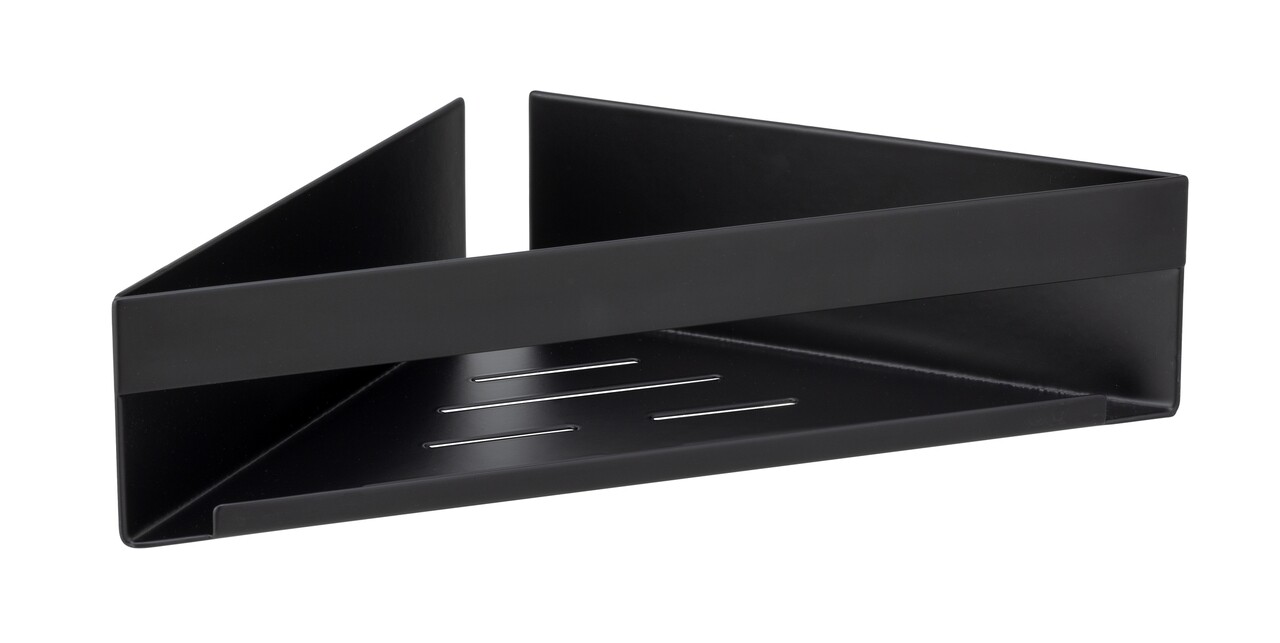 Etajera de colet pentru baie, Wenko, Turbo-Loc, Genova Matt, 36 x 8 x 17 cm, inox, negru - 1 | YEO