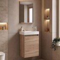 Set Dulap de Baie cu Chiuvetă și Oglindă (2 Piese), Hanah Home, Conza 45, Stejar