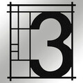 Numar casa pentru poarta/usa Three, metal, 14 x 16 cm, negru, cifra 3