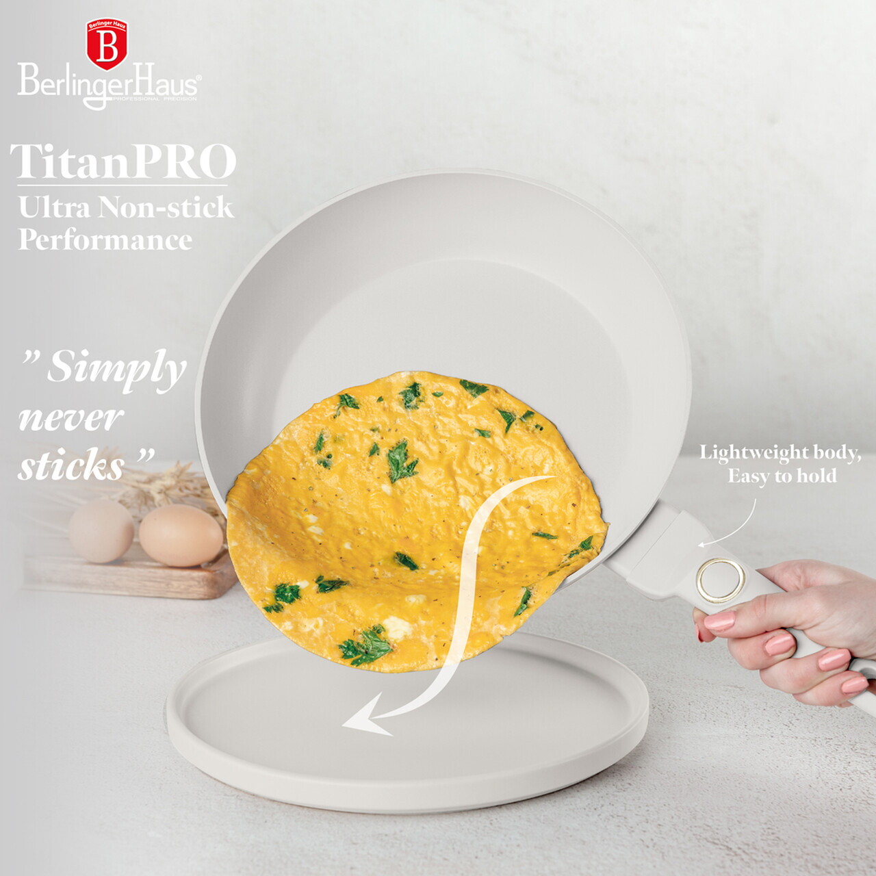 Tigaie Berlinger Haus, Sahara, 28 cm, 2.4 L, aluminiu forjat, crem mat - imagine 10