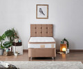 Saltea single, Base & Headboard, Niron, Latte, 80x38x180 cm, Cadru: OȚEL, Maro deschis