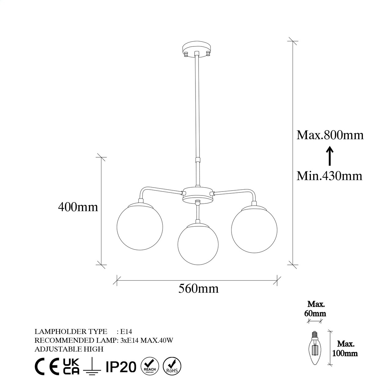 Lustra, Fulgor, 942FLG1349, Metal, Negru