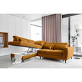 Coltar extensibil stanga 4 locuri ELTAP, LT-45NU, Noble, 255x201x100 cm, lemn/poliester, mustar