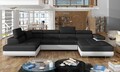 Coltar extensibil stanga 6 locuri ELTAP, Rod-19, Rodrigo, 345x202x90 cm, lemn/poliester, negru/alb