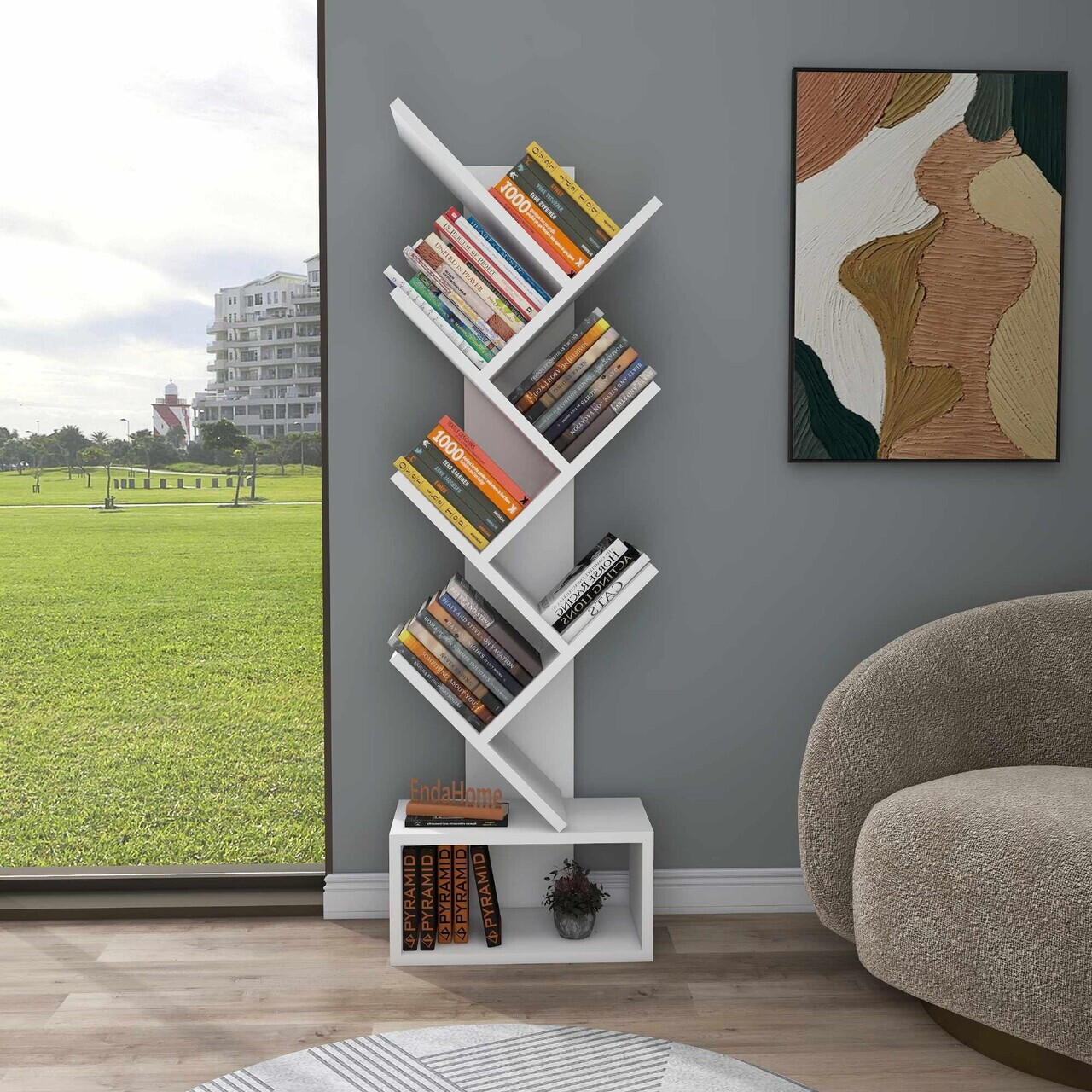 Corp biblioteca, Hanah Home, Erine, 40x140x21.6 cm, Alb — imaginea 2