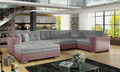 Coltar extensibil stanga 5 locuri ELTAP, Damario, 338x189x78 cm, lemn/poliester, gri/roz