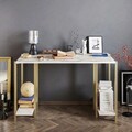 Birou, Hadley, Reader, 125x73.8x60 cm, Alb/Auriu