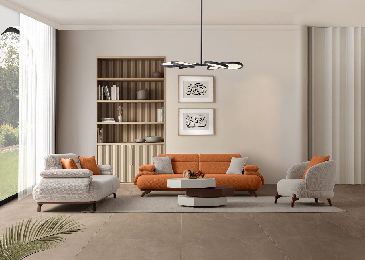 Canapea 3 locuri, Atelier del Sofa, 752EST1154, Lemn de carpen/PAL melaminat, Caramiziu - view 6