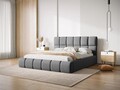 Pat tapitat cu tablie si lada depozitare, Bellis, Micadoni Home, BL, 160x200 cm, catifea, gri