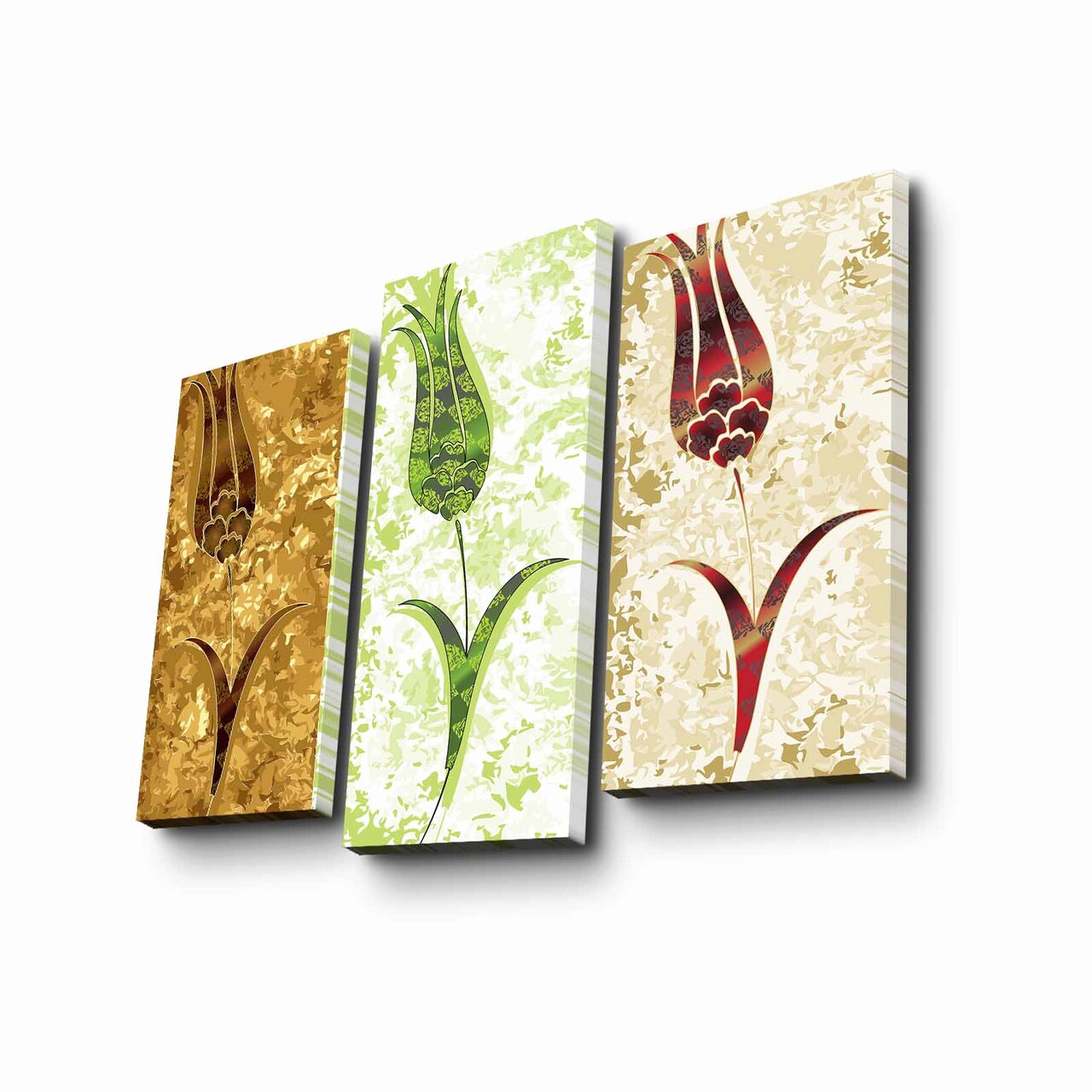 Set 3 tablouri decorative, 3PATK-82, Canvas, 20 x 39 cm, 2 piese, Multicolor