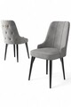 Set scaune 2 piese, Charlotte, Newa, Gri/Negru