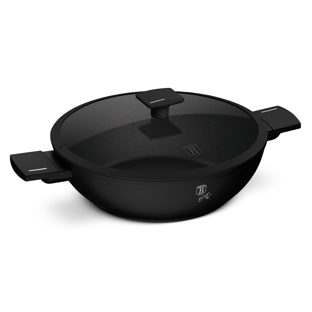 Tigaie Wok cu capac Berlinger Haus, Matte Black, 30 cm, aluminiu forjat, negru - imagine 3