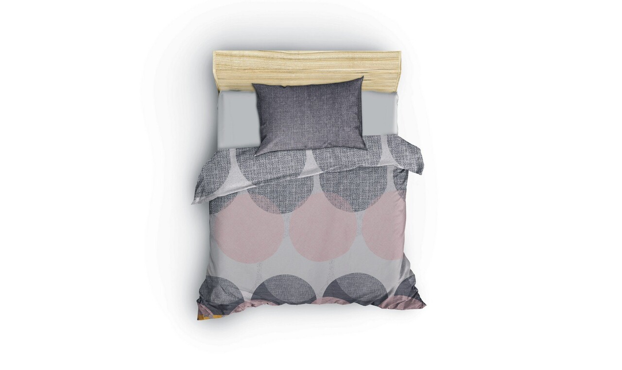 Lenjerie de pat pentru o persoana, Leron - Grey, Cotton Box, Bumbac Ranforce