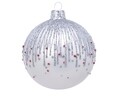 Glob Glitter lines, Decoris, Ø8 cm, sticla, alb
