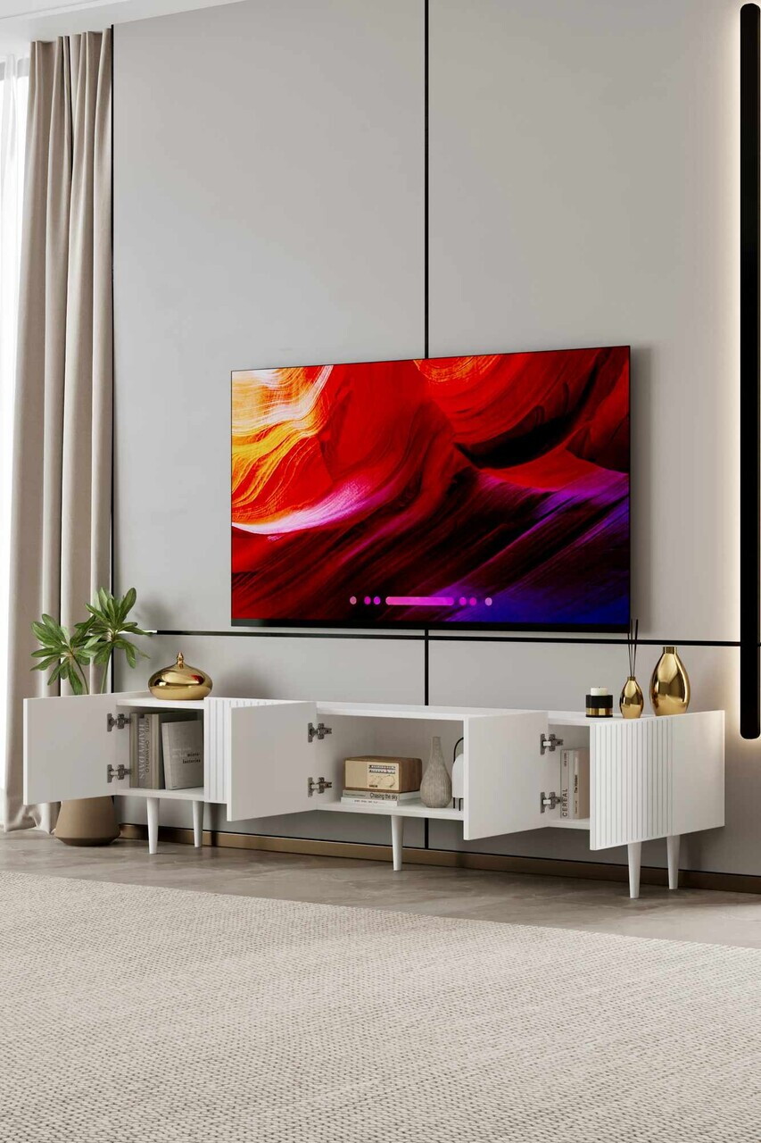 Comoda TV, Hanah Home, Capella 200, 200x50x29 cm, MDF, Alb - view 3