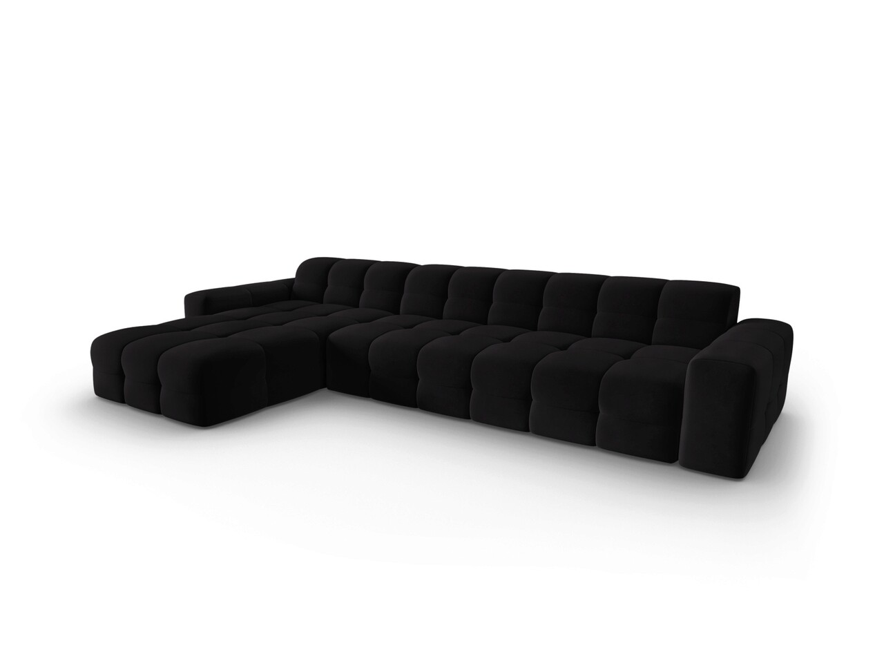 Coltar stanga 5 locuri, Kendal, Micadoni Home, BL, 357x173x79 cm, catifea, negru - 1 | YEO
