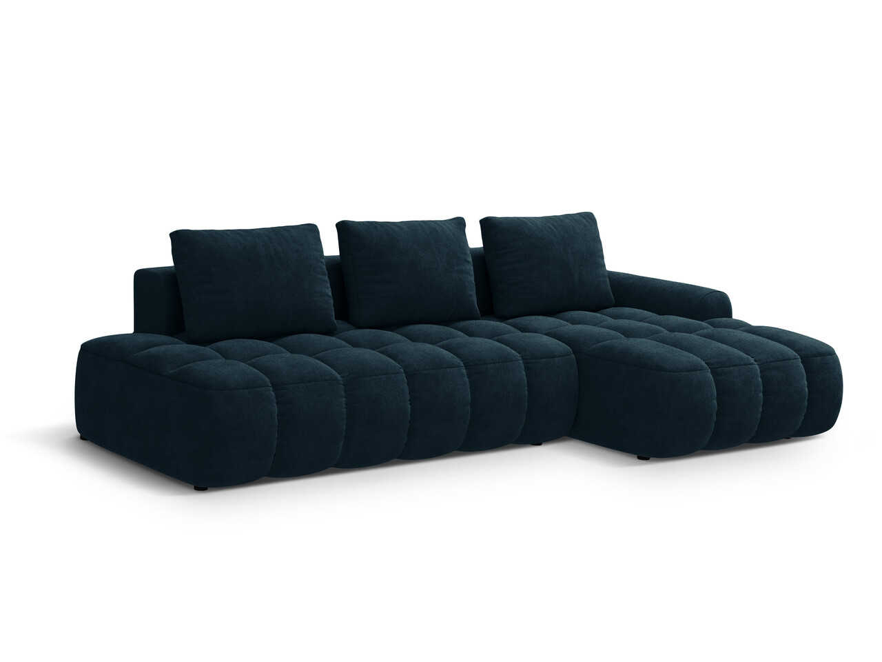 Coltar extensibil dreapta 3 locuri, Linz, Cosmopolitan Design, 275x142x84 cm, cotiera stanga, catifea, albastru petrol inchis - 1 | YEO