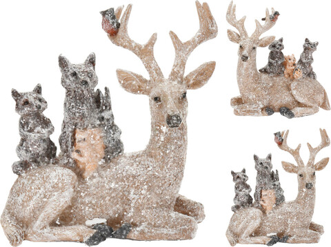 Decoratiune Reindeer, raccoon and squirrel, 13x7x15 cm, poliston