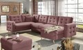 Coltar extensibil reversibil 5 locuri ELTAP, AsdU-21, Asgard, 326x202x93 cm, lemn/poliester, roz inchis