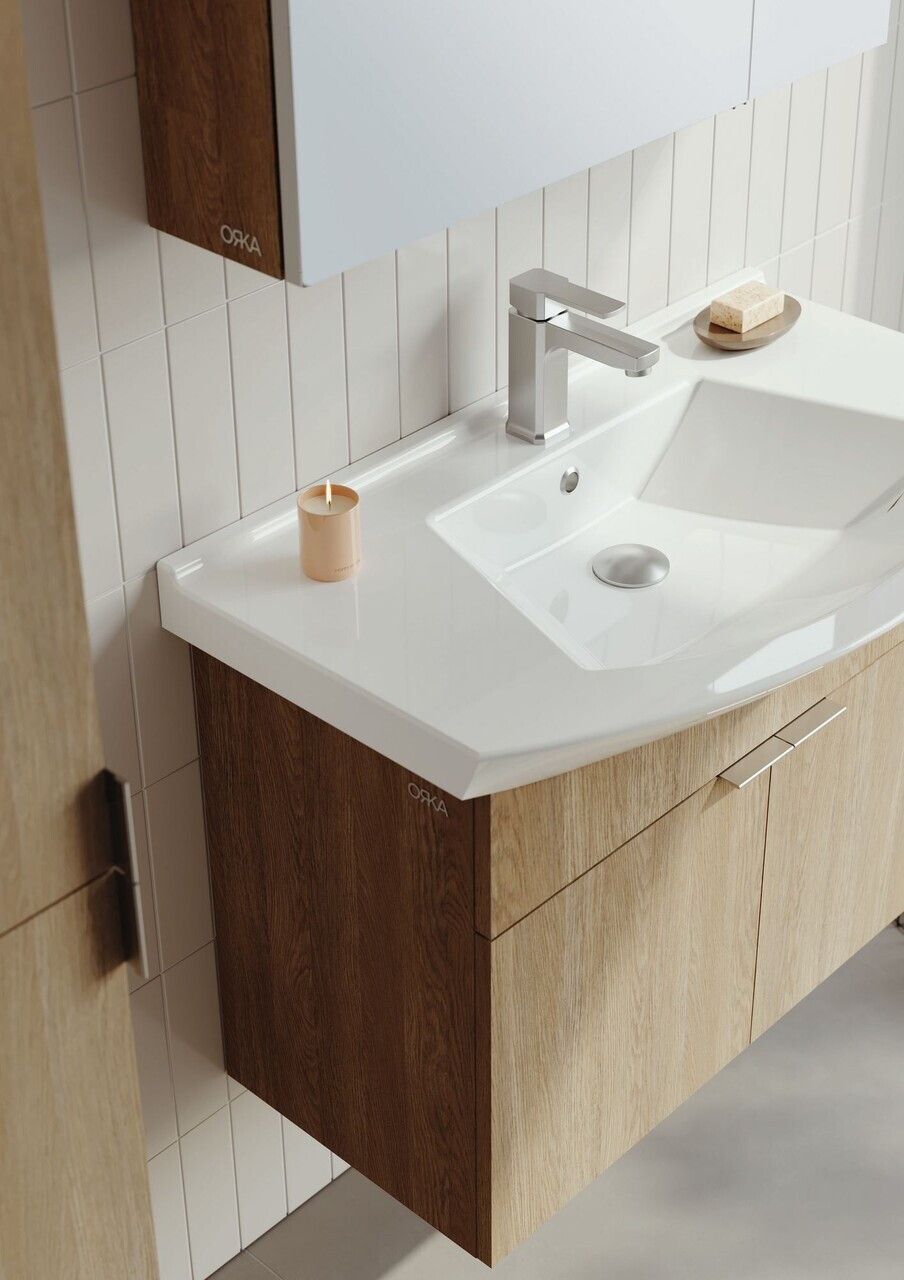 Dulap de baie cu chiuvetă, Hanah Home, Purus 80, Stejar Sonomo — imaginea 10