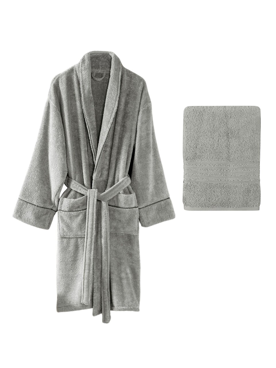 Set halate de baie, Cotton Box, Exclusive, Bumbac , Gri