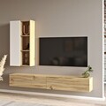 Comoda TV cu raft, Yardley, LV10 - WK, pal melaminat, stejar/alb