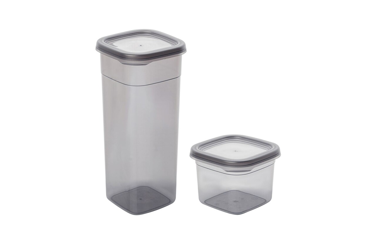 Set recipiente depozitare, Hermia, 964FRM5366, Dimensiune: 10 x 10 x 24,5 cm / 1750 ml (9 bucăți), Antracit - view 4