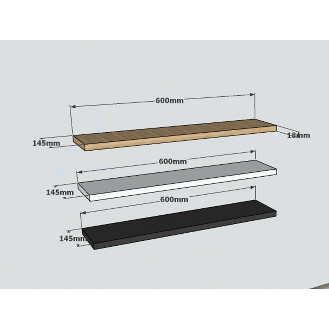 Set 3 rafturi pentru perete Boss, Puqa Design, aluna
