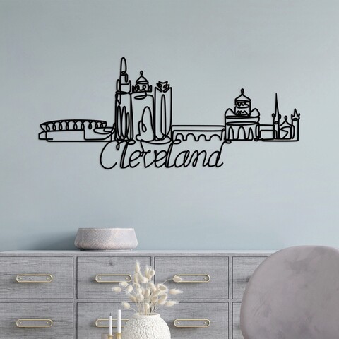 Decoratiune de perete, cleveland, metal, grosime: 2 mm, negru