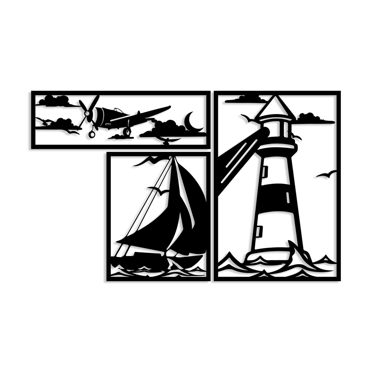 Decoratiune de perete, Lighthouse Trio B, Grosime: 1,5 mm, Negru — imaginea 4