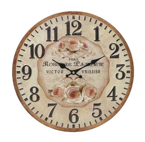 Ceas de perete Flowers, InArt, Ø40 cm, fier, multicolor