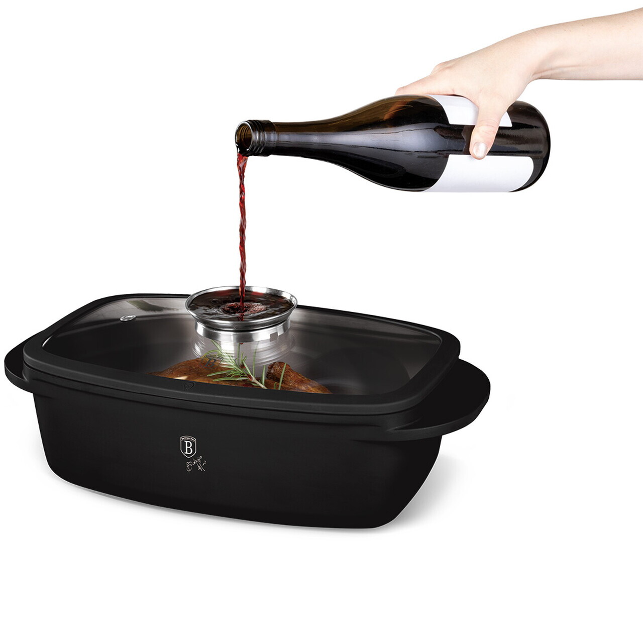 Tava cu capac Berlinger Haus, Matte Black, 32x21x10.6 cm, 6 L, aluminiu turnat, negru mat - imagine 3