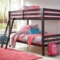 Set 2 paturi suprapuse cu somiere pentru copii, 96 x 189 cm, Lenny, L.203 l.108 H.156, lemn masiv de pin/mdf furniruit, maro
