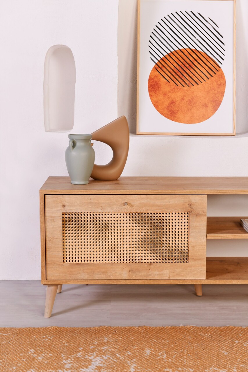 Comoda TV, Wolina, Hazeran 140, 138x55x41 cm, PAL, Stejar - 2 | YEO