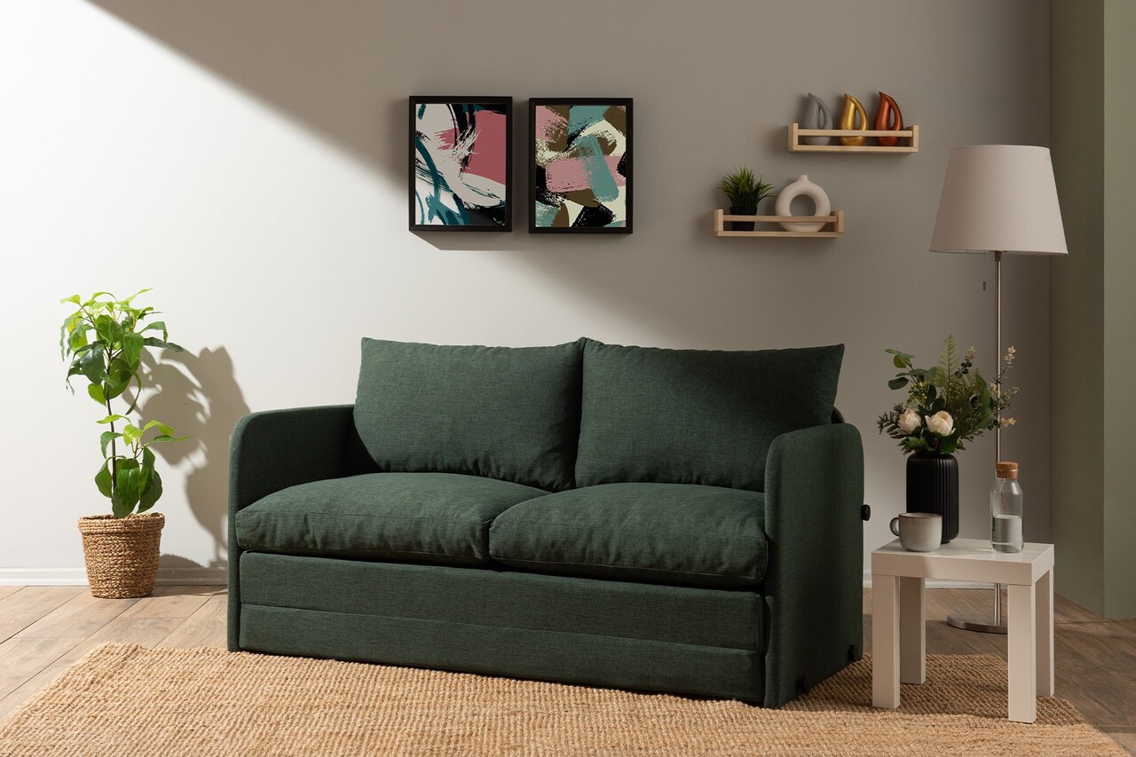 Canapea extensibilă cu 2 locuri, Futon, 859FTN2890, Metal , Verde - 2 | YEO